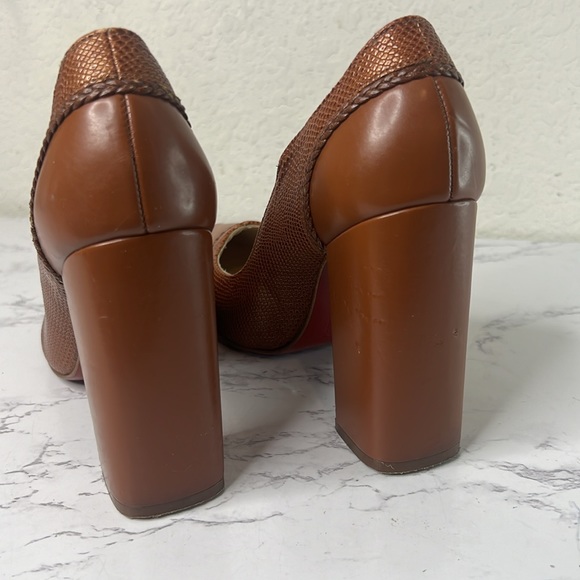 ANDREA PREMIUM Pump Block Brown Heels Women Size 7 - Picture 4 of 16